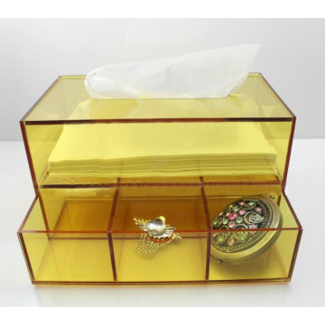 Caja de pañuelos de acrílico amarilla caja de servilletas lucite